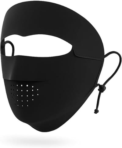 Gezichtsmasker van ijzijde voor dames - Ademend en verkoelend - Afneembaar zonnescherm - UV-bescherming - Met oorhaakjes en hoofdband - Zonwerend masker voor fietsen - Geschikt voor buitenactiviteiten - Zwart