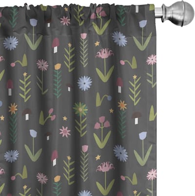 ABAKUHAUS Bloemen gordijnen – 2-delige set 75×225 cm – Olijfgroen