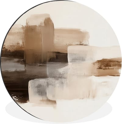 WallCircle - Wandcirkel - Muurcirkel - Penseelstreken - Abstract landschap - Rust - Aluminium - Dibond - 30x30 cm - Binnen en Buiten