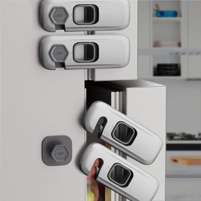 Dailygoody - Kinderbeveiliging - Kastsluitingen - Veiligheidsoplossingen - Grijs - Koelkastslot - Babybeveiliging - Geschikt voor kinderen - 4 stuks