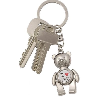 Sleutelhanger Teddybeer Met Hartje I Sleutelhouder I Sleutelhanger Beer I Sleutelhanger Teddy I Love You Sleutelhanger I RVS I Zilver