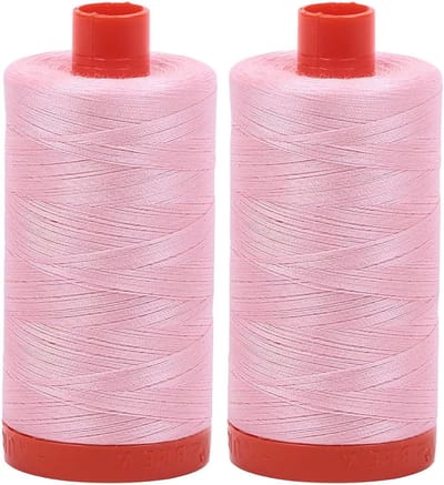 2-Pack Mako Katoen Garen 50WT Lichtroze - 100% Gemerceriseerde Fijne Draad - 2x 1300 Meter