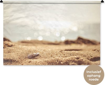 Wandkleed - Wanddoek - Strand - Zand - Schelp - 120x80 cm - Wandtapijt