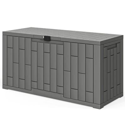 Tuinkist - Opbergbox voor buiten- Tuinbox - Opbergbox met kussen - weerbestendig - 4 wielen - Grijs