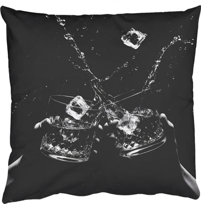 Sierkussens - Kussentjes Woonkamer - 50x50 cm - Whickyglazen - Ijs - Spetters - Zwart