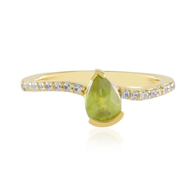 Cavill - Zilveren ring met 0,57 ct peervormige sfeen uit Madagaskar - 925 sterling zilver verguld - 16 sprankelende zirkonia - elegante damesring