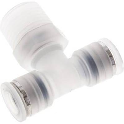 10mm x R1/2'' inline T-stuk PA Insteekfitting Buitendraad FDA Draaibaar EPDM