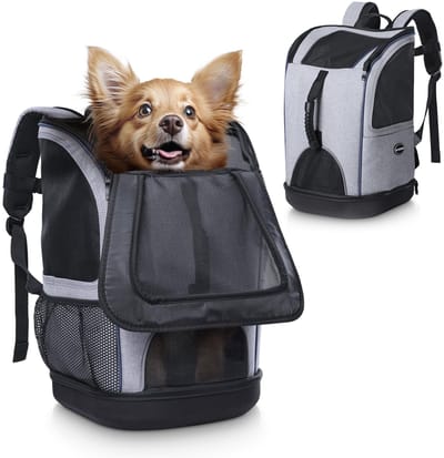 Dailygoods- Draagtas Luxe - Draagtas Hond/Kat - Belastbaar tot 10 kg - Afmetingen 30 x 30 x 46 cm - Stevige Oxford Stof - Ideaal voor Reizen - Huisdierenrugzak