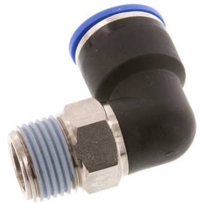 16mm x R1/2'' 90 graden L-verbinding Messing/PA 66 Insteekfitting Buitendraad Kort Draaibaar NBR