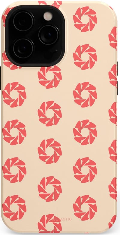 Casetastic hoesje geschikt voor Apple iPhone 13 Pro Max - MagSafe - Dubbellaagse bescherming - Peach Bloem Cirkels - Fashion Case - Crème Koraal Perzik