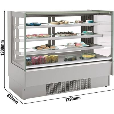 GGM Gastro Kühl- & Kuchenvitrine - 1290mm - Doppelverglasung - mit 3 Ablagen Zilver