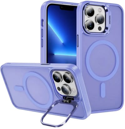 Hoesje Geschikt voor Apple iPhone 13 Pro Max - Compatibel met MagSafe & Qi2 - Back Cover met Standaard - Camera Kickstand - Licht Paars