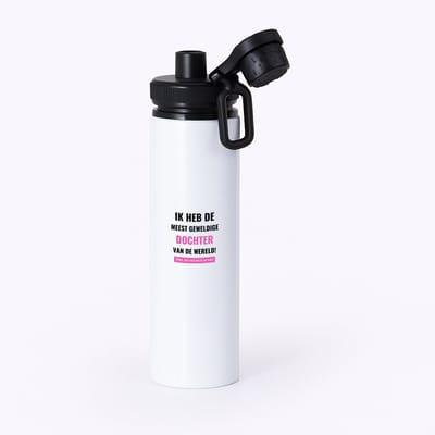 Hacebo® - ik heb de meest geweldige dochter van wereld (klopt, deze mok heb ik van haar) waterfles met draaidop zwart - de meest geweldigste dochter - verjaardagscadeau - verjaardag - cadeau - cadeautje voor dochter - water fles - 850ML