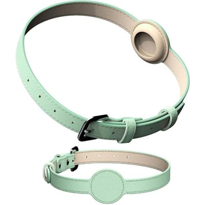 Lederen AirTag Kattenhalsband-Niet-Breekbare Kitten Halsband met Apple AirTag Houder-Lichtgewicht Huisdierhalsbanden voor Meisjes Jongens Kat,Puppy's S 24-36cm lichtgroene kleur