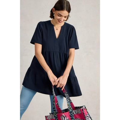 White Stuff Maria Mix Tunic French Navy Taglia: 10 | Magliette intime Outlet | Donna | Blu