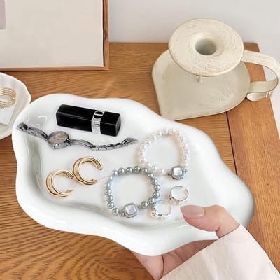 Decoratieve keramische sieradenkom voor ringen, kettingen en armbanden - Esthetische opbergoplossing voor badkamer en nachtkastje