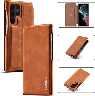 Luxe Telefoonhoesje geschikt voor Samsung Galaxy S24 Ultra | Hoogwaardig Leren Bookcase | Luxe Uitstraling | Flip Case | Portemonnee | Bruin