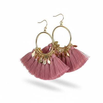 Aramat Jewels | Oorhangers | kwastjes Oorhangers met Ruitvormige Bedeltjes | Roest Bruin | |23mm | Metaal | Volwassenen | Verkleurd niet