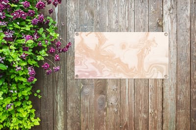Tuinposter Marmer - Roze - Lijn - 60x30 cm - Tuindoek