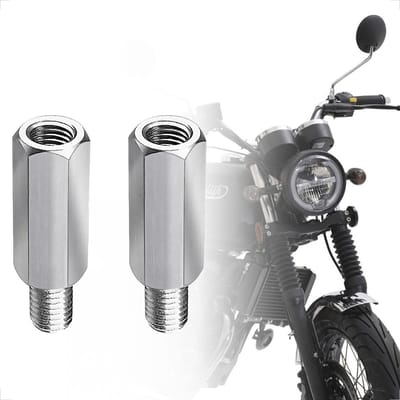 Evermotor M10 Stainless Steel Mirror Adapter for Motorcycle Scooter Scooter 2 Pieces Stainless Steel Adapter with - ShopVlot