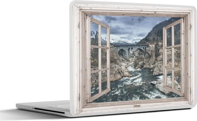 Laptop sticker - 17.3 inch - Doorkijk - Brug - Water - 40x30cm - Laptopstickers - Laptop skin - Cover