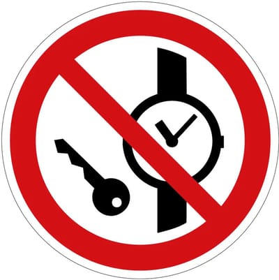 Metalen voorwerpen verboden verbodsbord - P008 | gecoat dibond materiaal | 10 cm