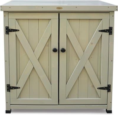 REN® Tuinkast Hout - Tuinkast Kunststof- Tuinberging hout - voor tuingereedschap - Lichtbruin - 45cm x 80cm x 92cm