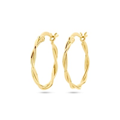 Zilver Verguld (Geel) Oorringen Gedraaide Buis 2,0 MM 1 Micron 2103398