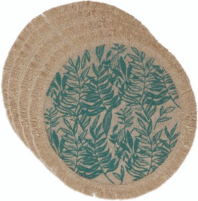 Placemats, Set van 4 Stuks, Geweven, Groene Bladeren, 42 cm - Creative Tops