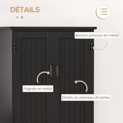 Moderne keukenkast met 2 deuren en 3 planken - Zwarte vrijstaande keukenkast, hoge opbergkast voor servies, keukengerei en voorraadkastartikelen - Elegant buffet van MDF en spaanplaat - Meda Home Store