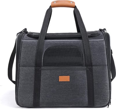 Miravo - Reistas Kat – Draagtas Kat – Reismand Kat – Opvouwbare & Ventilerende Katten Draagtas met Schouderband – Voor Katten en Kleine Honden – Zwart Luxe