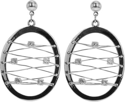 Behave - Oorbelhangers dames - Zilverkleur ovaal - Modern minimal look