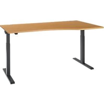 Buro ERGO-T 2.0 - elektrisch in hoogte verstelbaar - vrije vorm aanbouw rechts - B 1800 x H 715-1205 mm - T-voet antraciet - beuken decor - ons merk Schäfer Shop Select