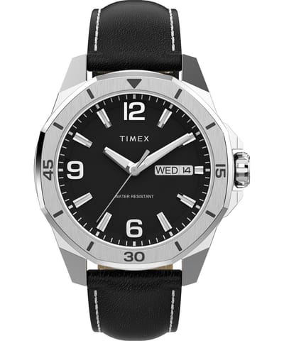 Timex Essex TW2W79800 Horloge - Leer - Zwart - Ø 46 mm
