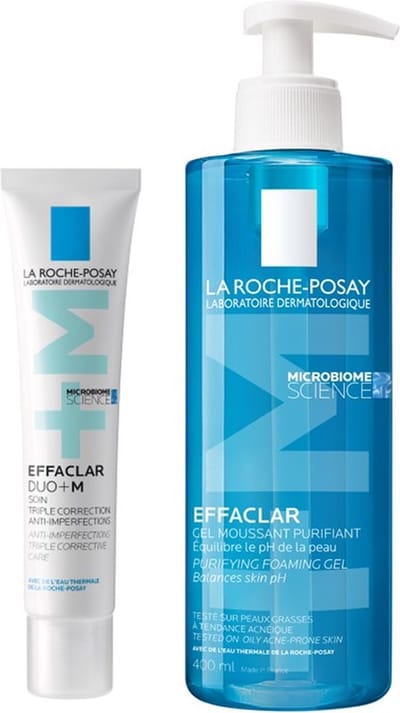 La Roche-Posay Effaclar Routine bundel - Zuiverende Reinigingsgel 400ml + Duo+ Dagcreme 40ml - voor een vette Huid met Neiging tot Acne