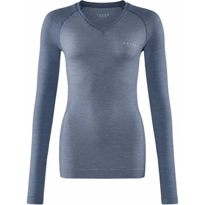 FALKE Wool-Tech Light V Neck sneldrogend wol functioneel functioneel shirt met lange mouwen dames blauw - maat L