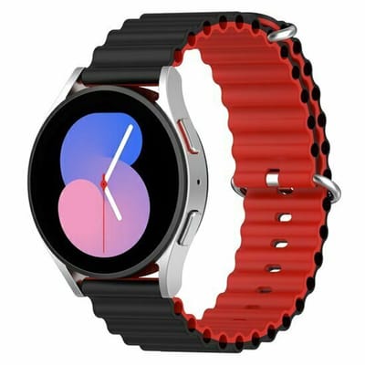 By Qubix - Ocean Style siliconen bandje - Zwart / rood - geschikt voor Huawei Watch GT 6 / GT 7 / GT 6 pro / GT 7 pro - 46mm