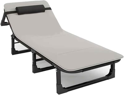 Klapbed Volwassenen - Campingbed Opvouwbaar - Buiten Ontspannen - 4-standen Verstelbaar - 30 Inch Extra Breed - Grijs