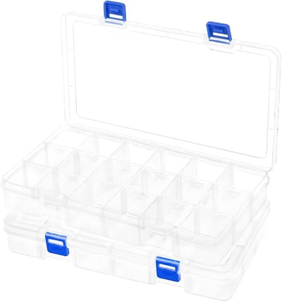 18 Compartimenten Doorzichtige Plastic Opbergdozen met Deksel en Verstelbare Scheiders voor Gereedschap, Visaccessoires en Sieradenorganizer - Set van 2