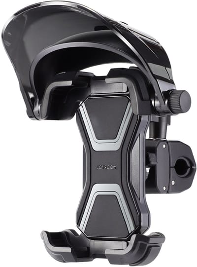 Joyroom Premium Telefoonhouder met Zonneklep - Stuurbevestiging voor Fiets, Motor en Scooter - 360 Graden Draaibaar - Zwart