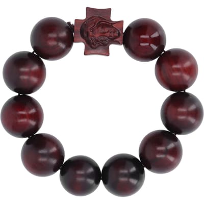 Rozenkrans Armband 20mm Rond Gegraveerde Texturen Hout Materiaal Jezus Patronen Decoratieve Armbanden voor