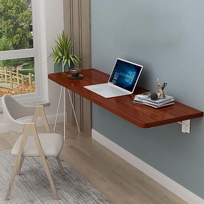 Klaptafel Wandmontage - Opvouwbaar Bureau - Ruimte Besparen - Inklapbaar Ontwerp - 50x50cm - Bruin