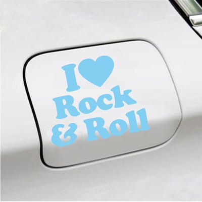 Bumpersticker - I Love Rock & Roll - 10,3 X 12,6 - Licht Blauw