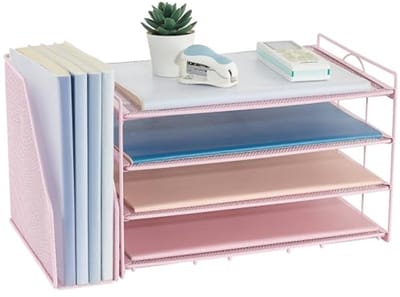 Bureauorganisatoren en accessoires - 4-laags papieren brievenbakorganizer met bestandshouder voor kantoorbenodigdheden