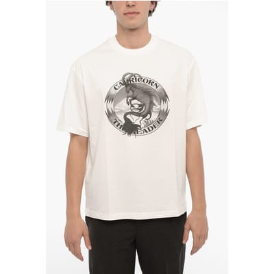 Bedrukt T-shirt met ronde hals van CAPRICORN THE LEADER in het wit