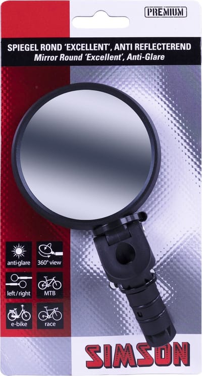 Simson Ronde fiets spiegel - anti-reflecterend glas - 360 graden verstelbaar - lichtgewicht en duurzaam