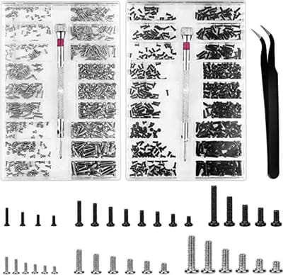 1000 stuks kleine schroevenset voor brillen, horloges, muis en laptops - M1.2 M1.4 M2 schroevenassortiment met schroevendraaier