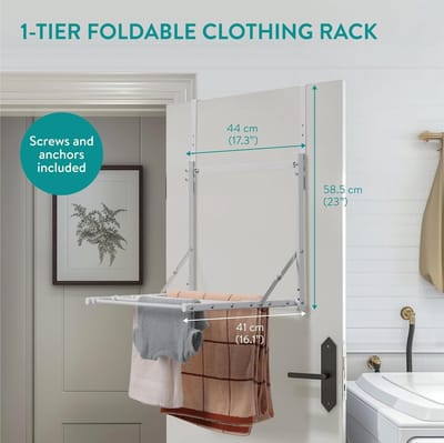 Famanu - Hangend wasrek inklapbaar 41 x 44 x 58,5cm – Ruimtebesparend droogrek hangend – Droogrekken met verstelbare hoogte – Aanpasbaar aantal stangen
