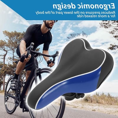 Comfortabel en waterdicht fietszadel met schokabsorbering voor trekking, racefiets, mountainbike en e-bike in zwart/blauw