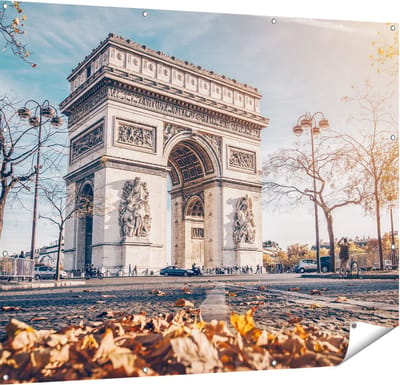 Gards Tuinposter Arc de Triomphe in Parijs tijdens de Herfst - 150x120 cm - Tuindoek - Tuindecoratie - Wanddecoratie buiten - Tuinschilderij